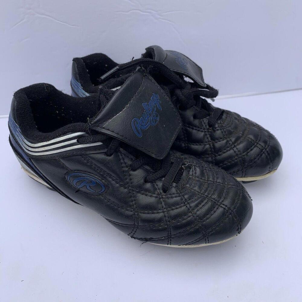 Rawlings Boys Girls Youth Baseball Cleats Flap Tongue Black White Blue Size 1‌